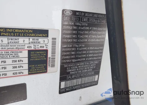 2014 Land Rover Range Rover Sport 5.0L V8 Supercharged из США, поврежденный, VIN SALWR2EFXEA326696